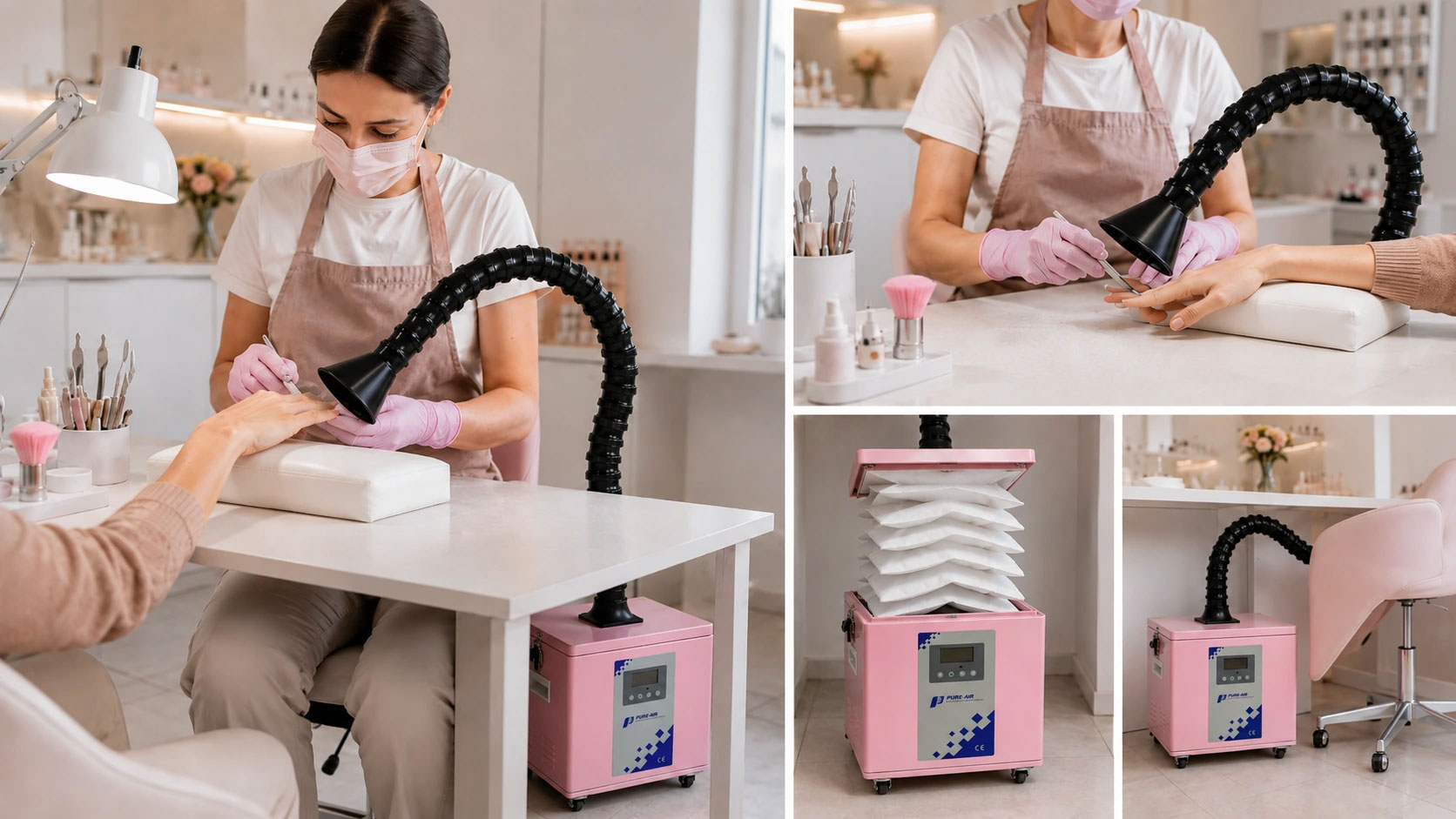 Сравнение маникюра без локальной вытяжки и с Pure-Air PA-BEAUTY
