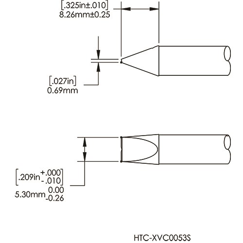 Картридж-наконечник для СV/MX-HTD, клин с выемкой, 5.3х8.3мм (замена HTC-9VC0053S)