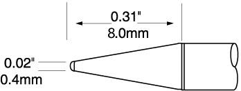 Картридж-наконечник для CV-UF, конус удлиненный, 0.4х8.0мм