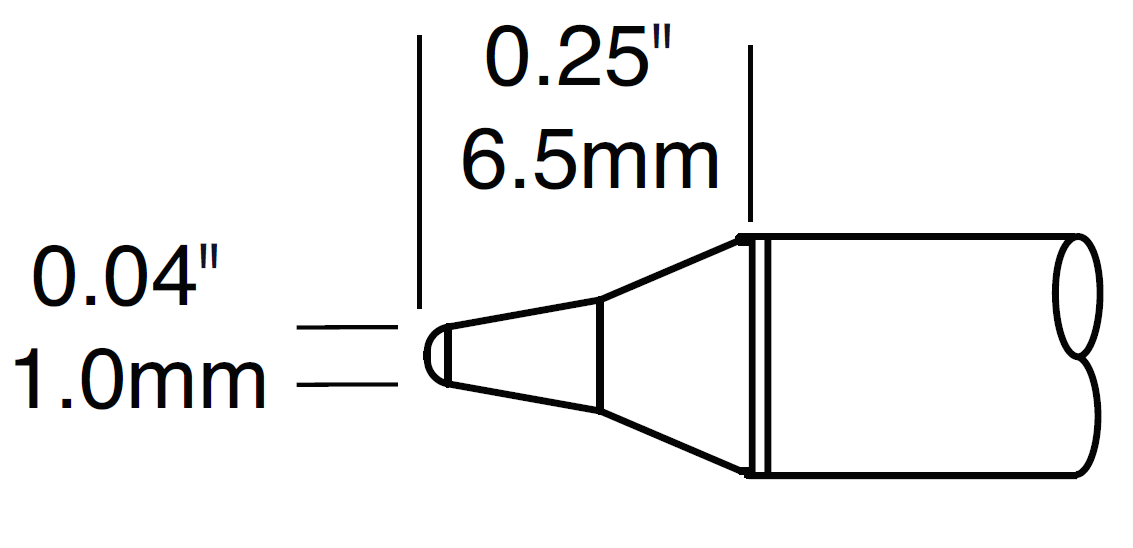 Картридж-наконечник для СV/MX, конус 1.0х6.5мм (замена STTC-101P)