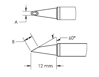 Картридж-наконечник GTC, миниволна, вогнут. 2.0X12.0MM, 60град.