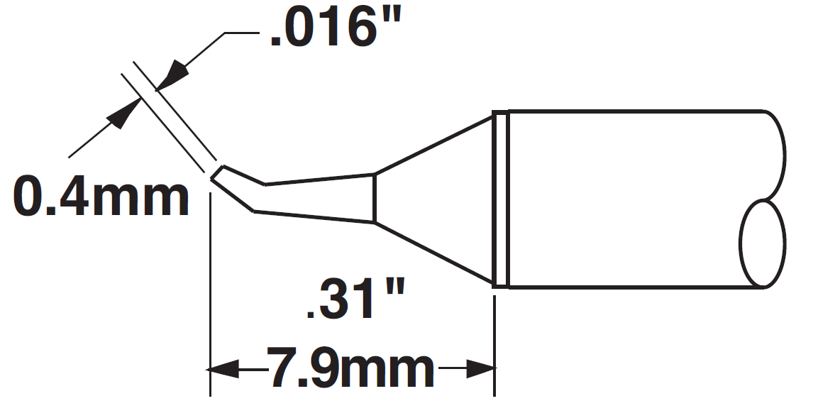Картридж-наконечник для MX, конус тонкий изогнутый 30° 0.4х7.9мм