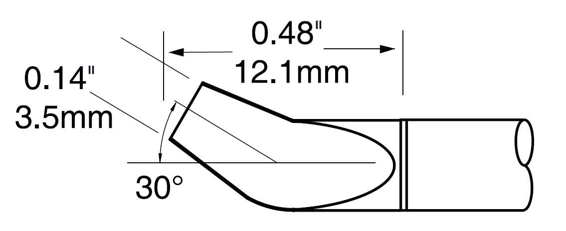 Картриджи-наконечники для CV/MX-PTZ, шпатель изогнутый 30°, 3.2х12.1мм (комплект) (замена PTTC-708B)