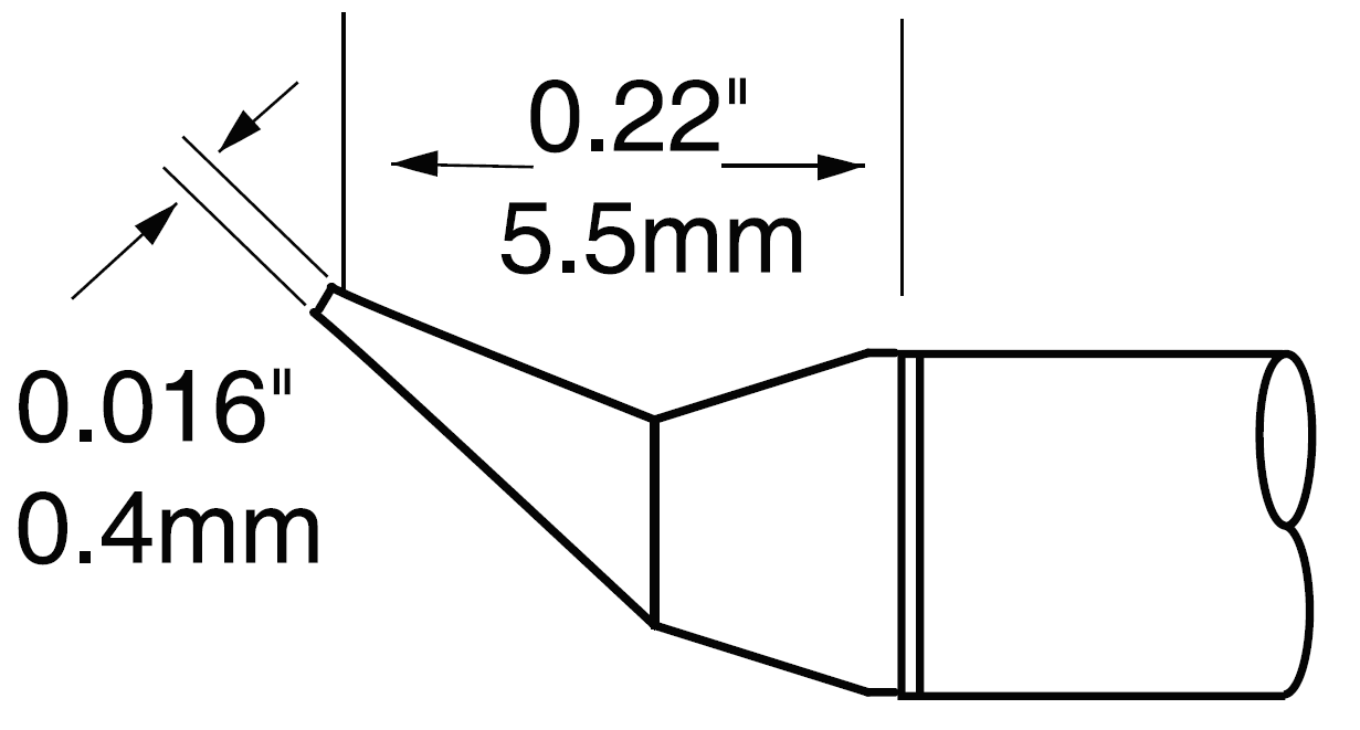 Картридж-наконечник для MX-UF, конус изогнутый, 0.4х5.5мм