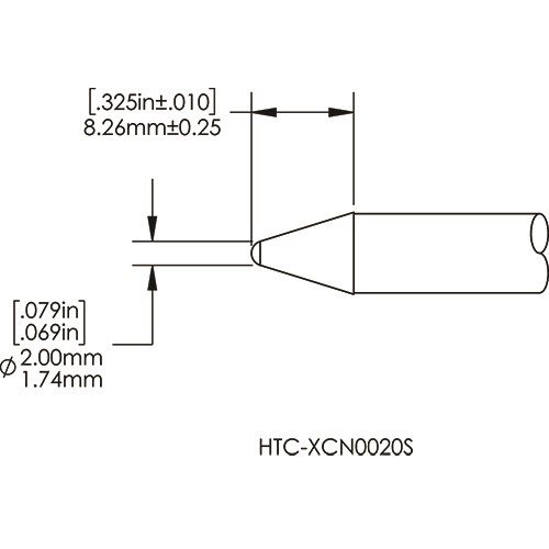 Картридж-наконечник для СV/MX-HTD, конус, 2.0х8.3мм (замена HTC-8CH0020S)