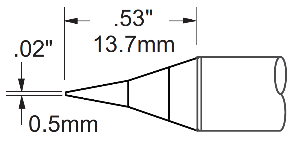Наконечник для PS900, конус удлиненный 0.5х13.7мм, серия T