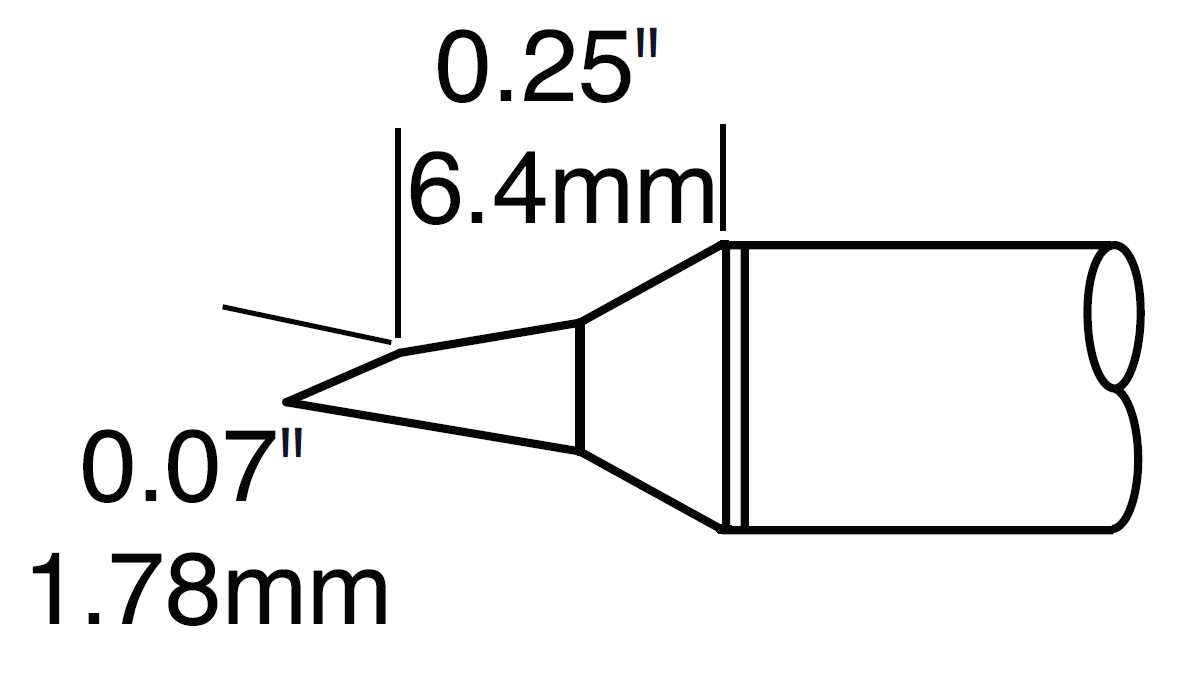 Картридж-наконечник для СV/MX, скос 60° 1.78х6.4мм (замена STTC-047P)