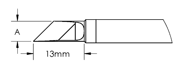 Картридж-наконечник GTC, ножевидный, PWR, 2.5X13.0MM, 45град.