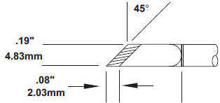 Картридж-наконечник для СV/MX, ножевидный заточка 2мм  4.8х16.51мм (замена SMTC-1161)