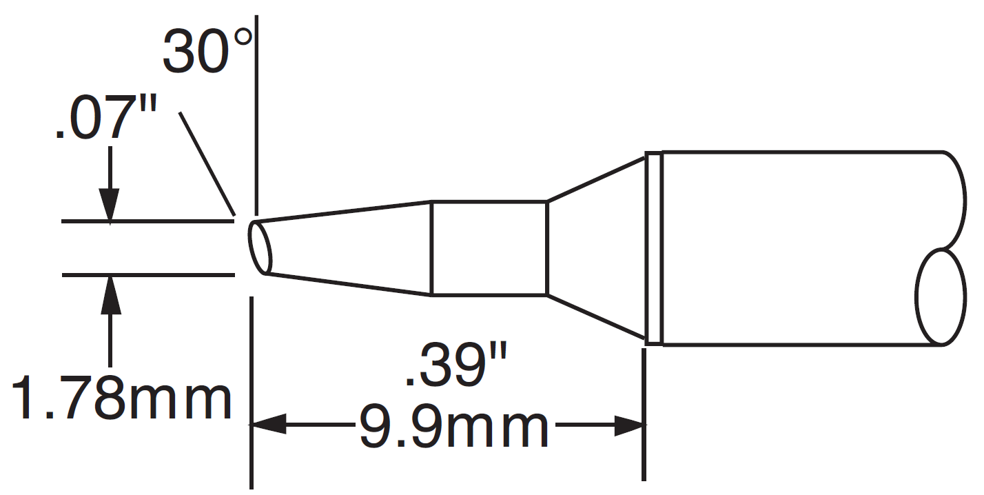 Картридж-наконечник для СV/MX, скос 30° 1.78мм (замена STTC-835)