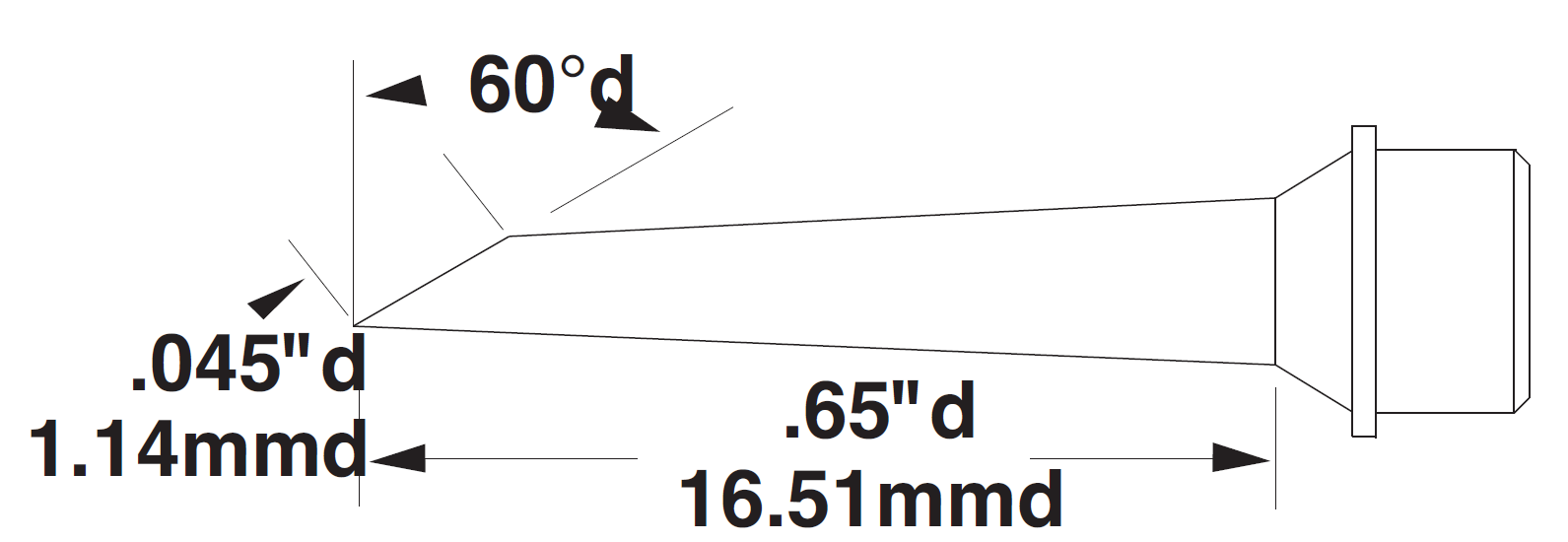 Картридж-наконечник для СV/MX, миниволна 1.14х16.51мм (замена SMTC-5174)