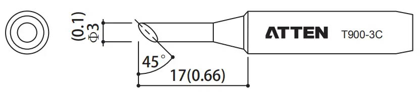 Наконечник для ST-60/80/965, косой срез 3.0 х 17мм