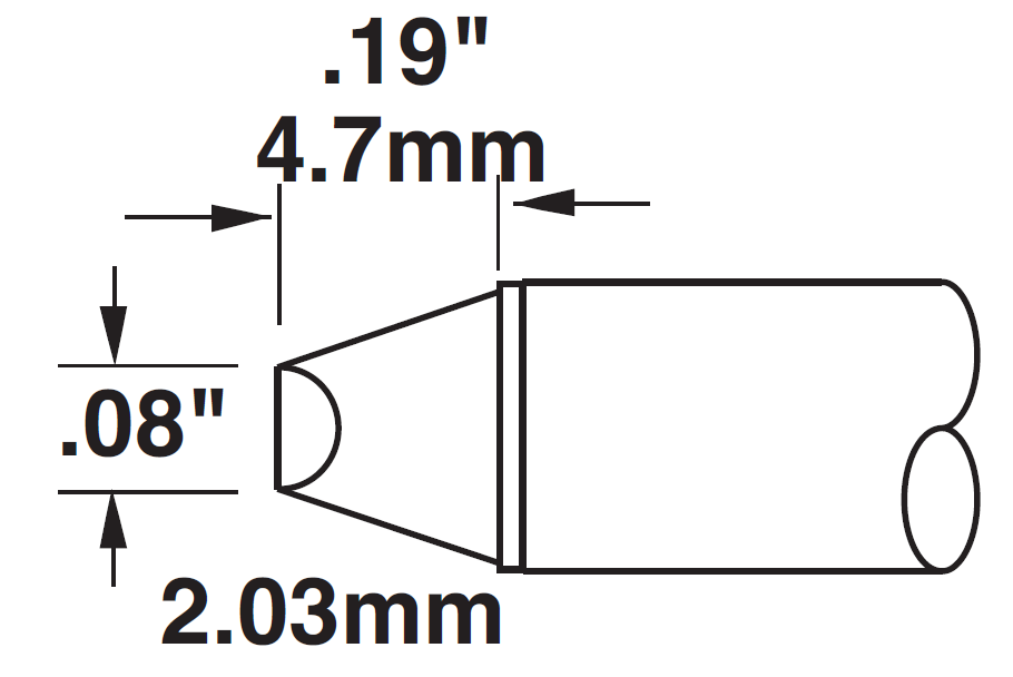 Картридж-наконечник для СV/MX, клин 45° 2.00х4.7мм (замена STTC-514)