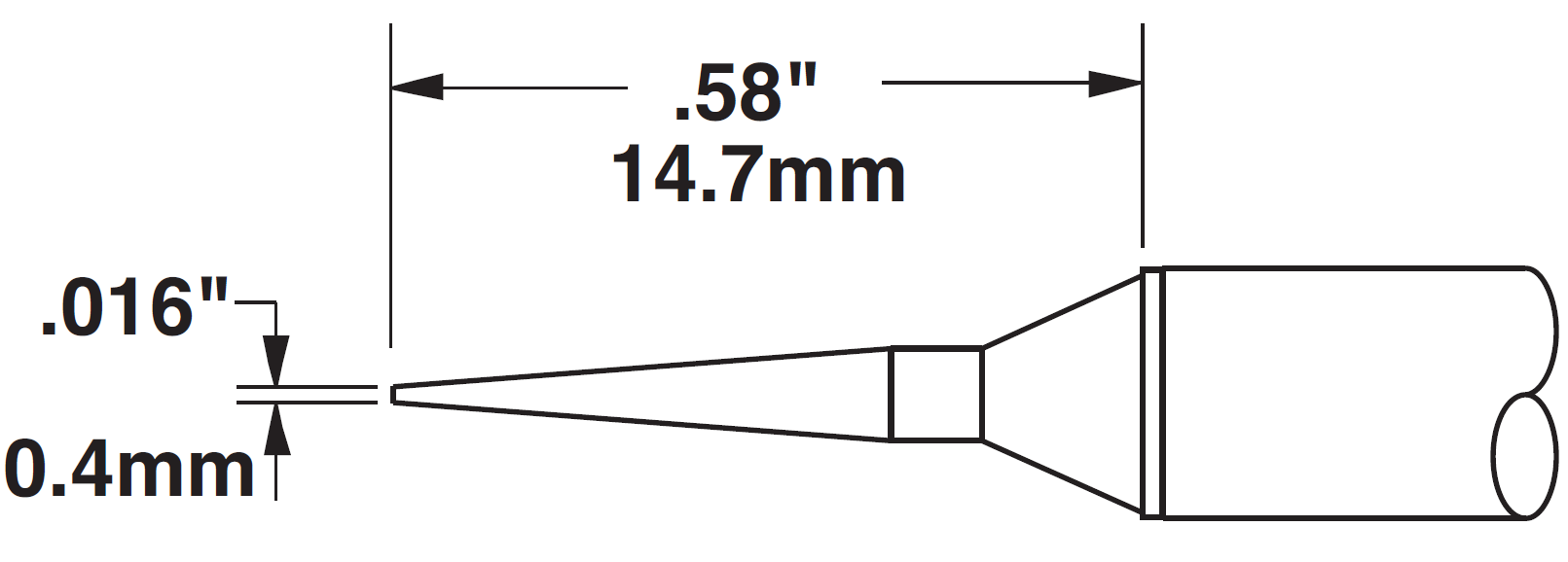 Картридж-наконечник для СV/MX, конус удлиненный, 0.4х14.7мм (замена STTC-045)