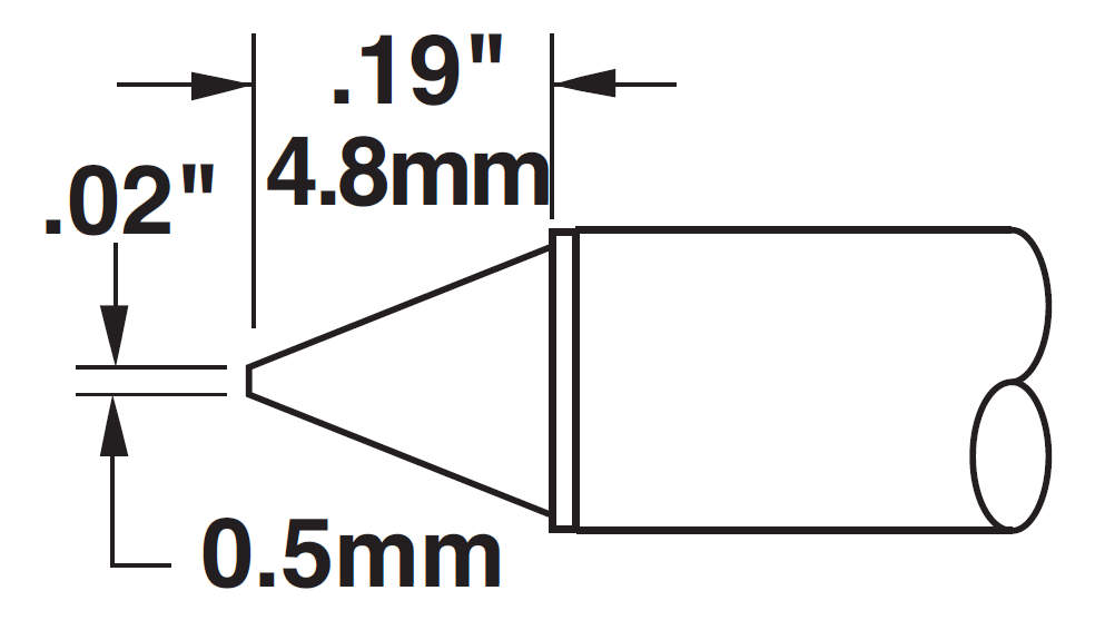 Картридж-наконечник для СV/MX, конус 0.5х4.8мм (замена STTC-016)