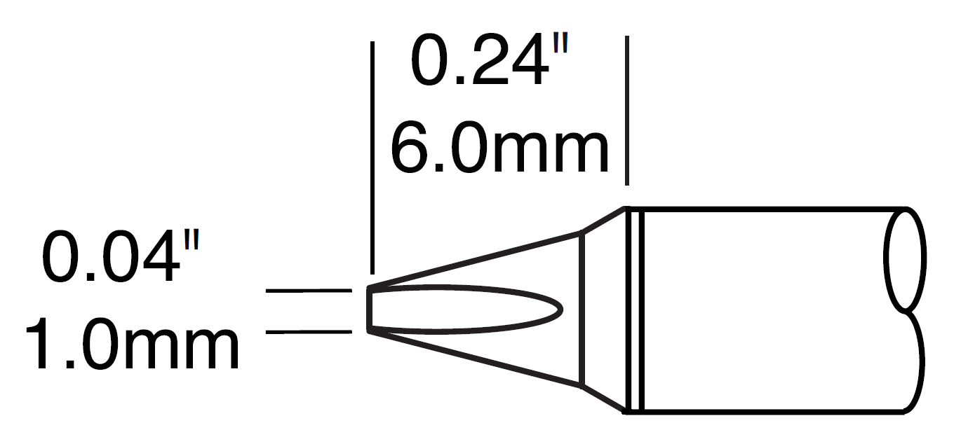 Картридж-наконечник для СV/MX, клин 1.0х6.5мм (замена STTC-825PV1)