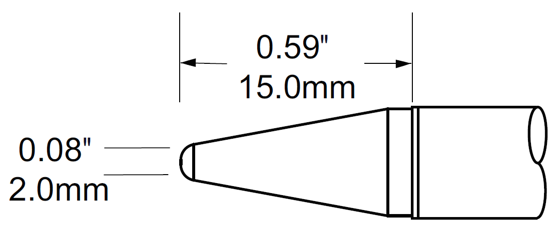 Наконечник для PS900, конус удлиненный 2.0х14мм, серия T