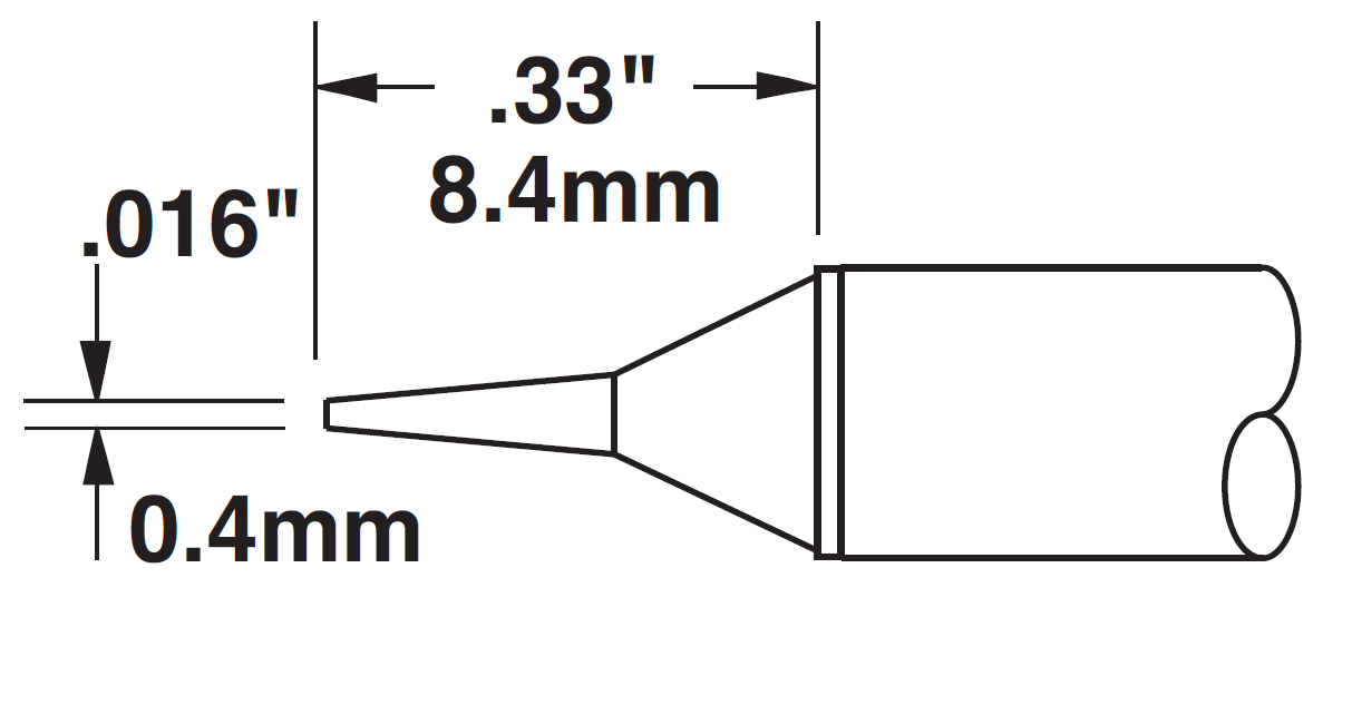 Картридж-наконечник для MX, конус тонкий 0.4х8.4мм