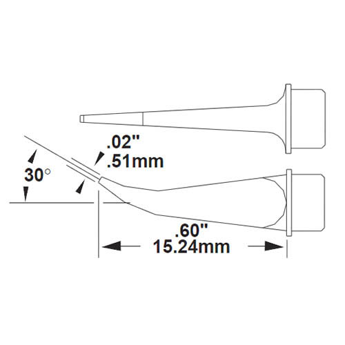 Картридж-наконечник для СV/MX, крюк 30°, 0.51х15.24мм (замена SMTC-0172)
