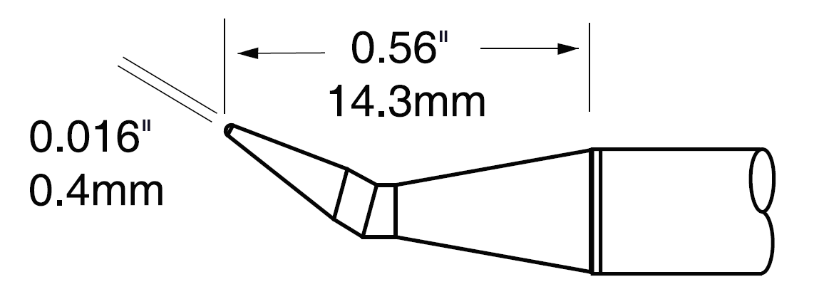 Картриджи-наконечники для CV/MX-PTZ, конус изогнутый 30°, 0.4х14.3мм (комплект) (замена PTTC-801B)