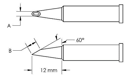 Наконечник GT6, миниволна, вогнут. 1.5X12.0MM, 60град.