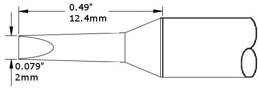 Картридж-наконечник для СV/MX, клин удлиненный, 2.0х12.4мм