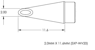 Картридж-наконечник для СV/MX, миниволна, 2.0х11.6мм (замена SMTC-0185)