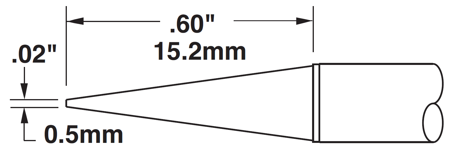Картридж-наконечник для СV/MX, конус удлиненный 0.5х15.2мм (замена STTC-543)