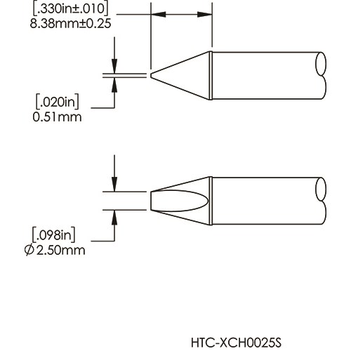 Картридж-наконечник для СV/MX-HTD, клин, 2.8х8.0мм (замена HTC-8CH0025S)