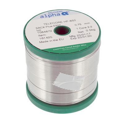 Припой трубчатый ALPHA SN63PB37 TELECORE HF-850 1MM 0.5KG (замена SMT)