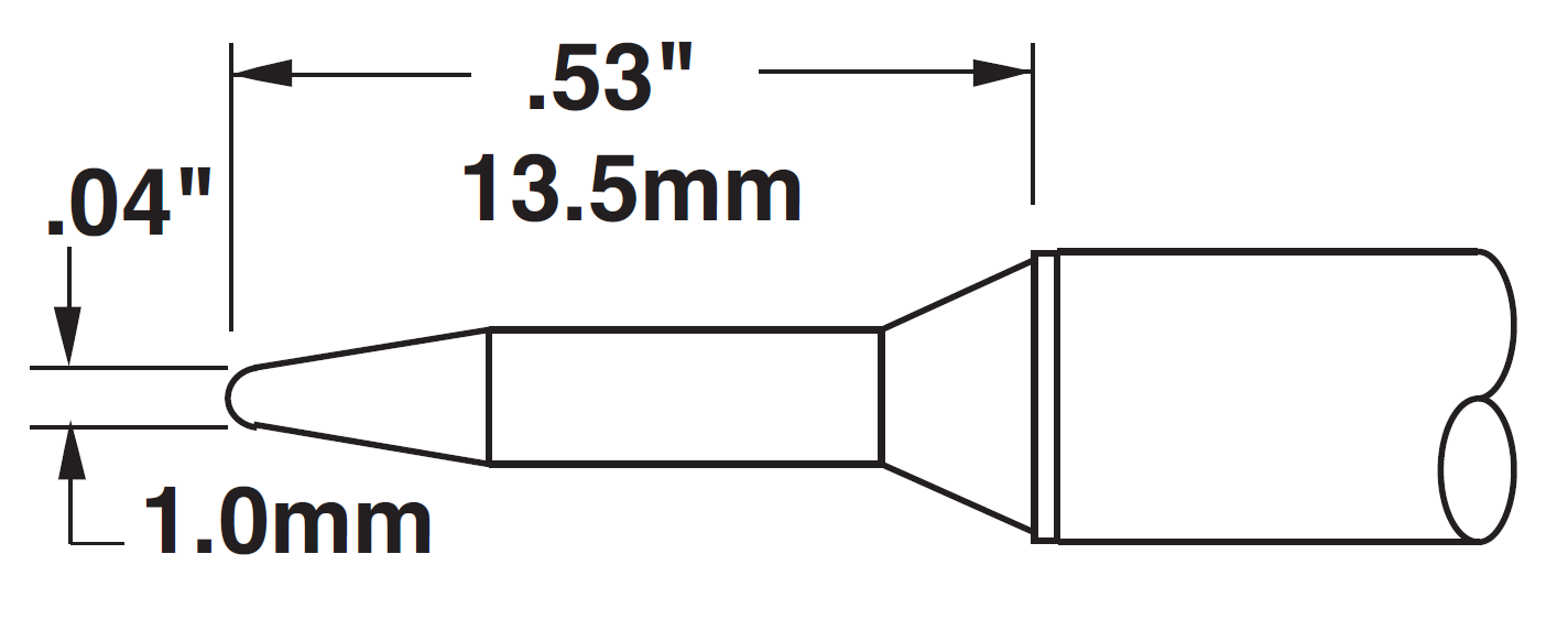 Картридж-наконечник для СV/MX, конус тонкий 1.0х13.5мм (замена STTC-101)