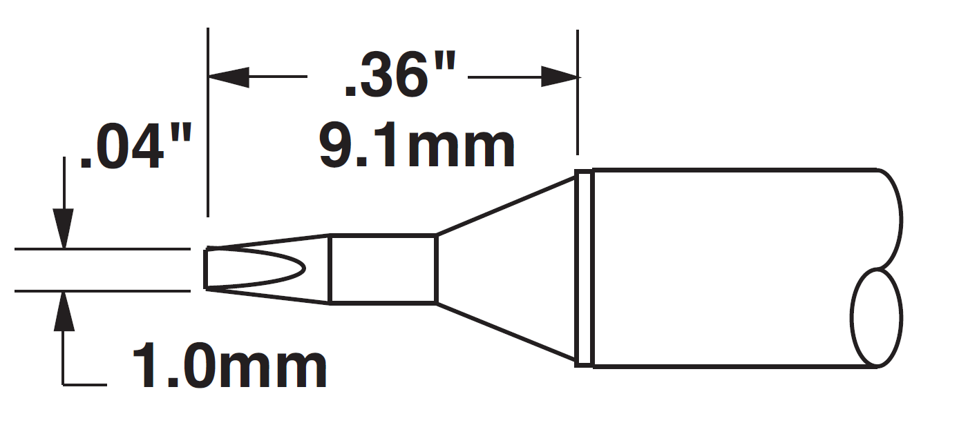Картридж-наконечник для СV/MX, клин 1.0х9.1мм (замена STTC-525)