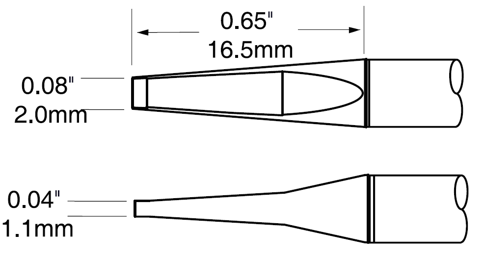 Картриджи-наконечники для MX-PTZ, шпатель узкий, 2.0х16.5мм (комплект)