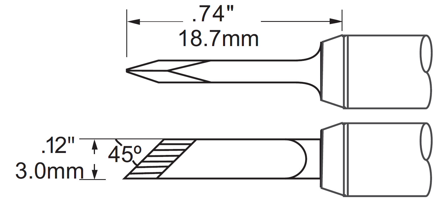 Наконечник для PS900, ножевидный удлиненный 3х18.7мм, серия F