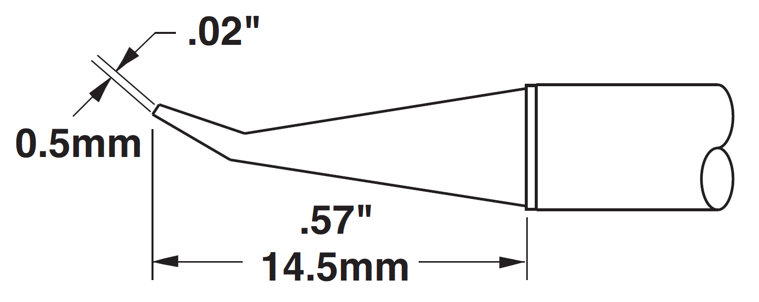 Картридж-наконечник для СV/MX, конус удлиненный изогнутый 30° 0.5х14.5мм (замена STTC-544)