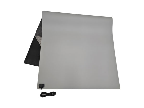 Коврик антистатический настольный 1200-600 мм, резиновый, двухслойный, серый с проводом заземления