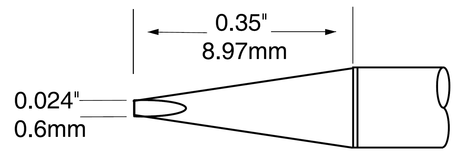 Картридж-наконечник для MX-UF, клин удлиненный, 0.6х9.0мм