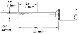 Картридж-наконечник для СV/MX, конус 2мм (замена STTC-083)