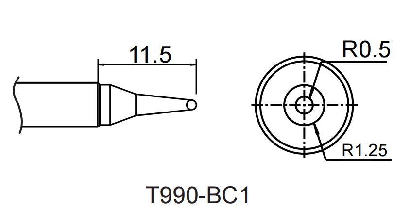 Картридж-наконечник для ST-909, косой срез 1.0 x 11.5 мм
