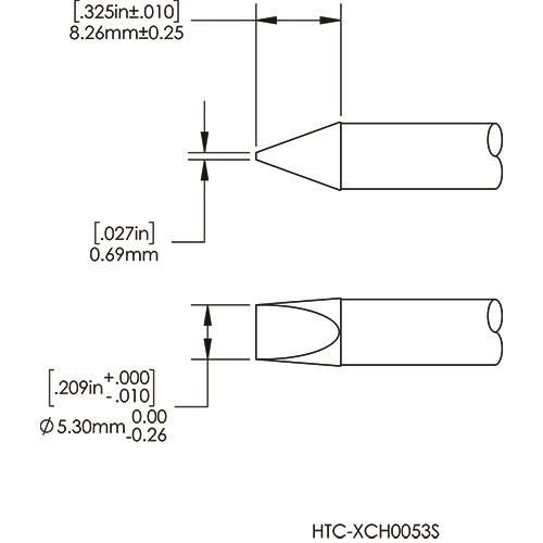 Картридж-наконечник для СV/MX-HTD, клин, 5.3х8.3мм (замена HTC-9CH0053S)