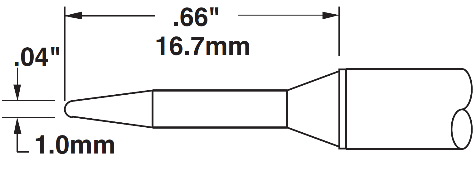 Картридж-наконечник для СV/MX, конус удлиненный 1.0х16.7мм (замена STTC-507)