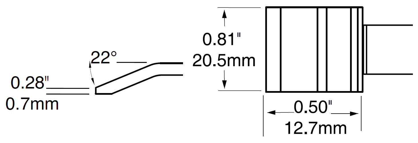 Картриджи-наконечники для CV/MX-PTZ, шпатель изогнутый, 20.6х12.7мм (комплект) (замена PTTC-606)
