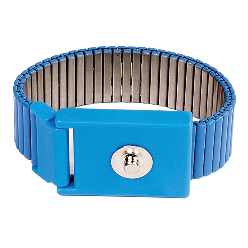 Антистатический браслет одноконтурный (металлический, регулируемый, голубой)