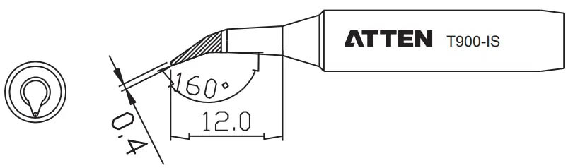 Наконечник для ST-60/80/965, конус изогнутый 0.4 х 12мм