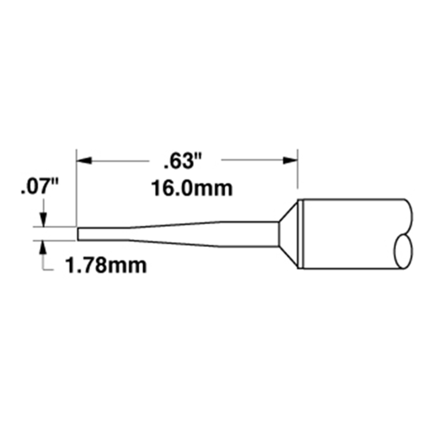 Картридж-наконечник для MX, клин удлиненный 60° 1.78х16.0мм, серия 0