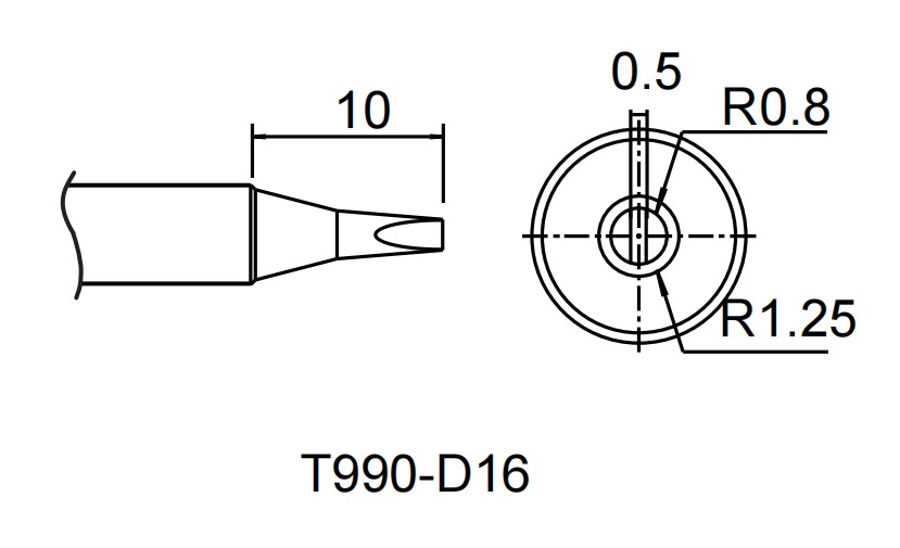 Картридж-наконечник для ST-909, клиновидный 1.6 х 10 мм