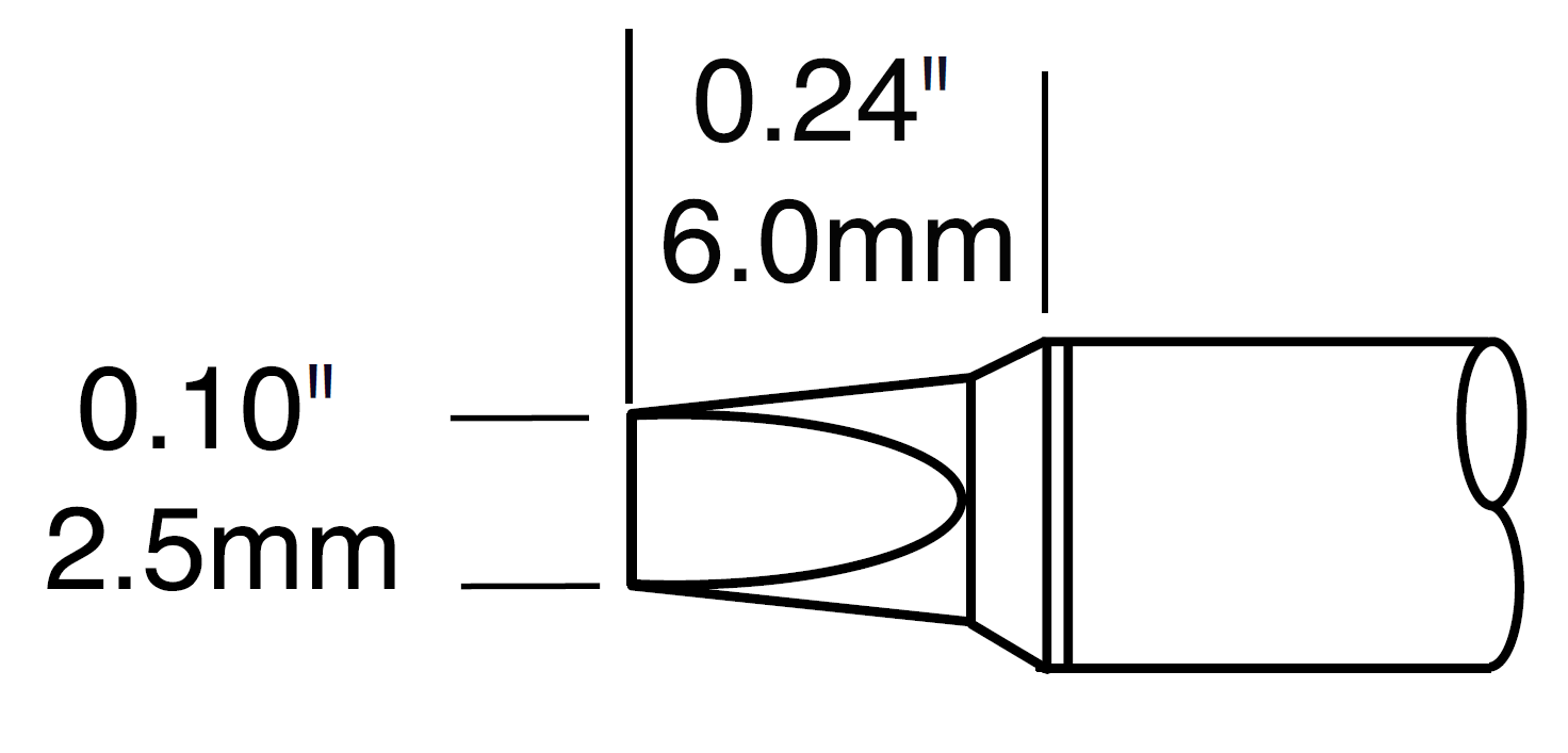 Картридж-наконечник для СV/MX, клин 2.5х6.0мм (замена STTC-836P)