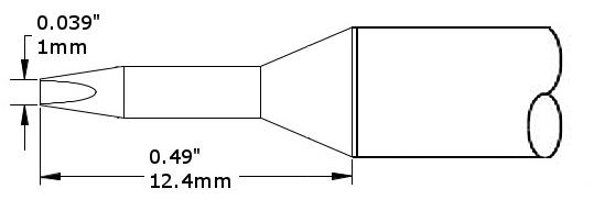 Картридж-наконечник для СV/MX, клин удлиненный, 1.0х12.4мм