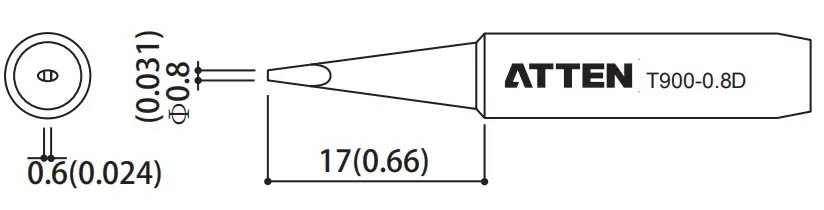 Наконечник для ST-60/80/965, клиновидный 0.8 х 17мм