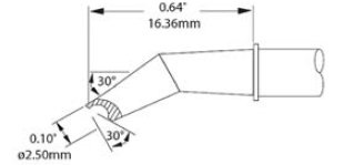 Картридж-наконечник для MX, миниволна с углублением изогнутая 2.5х16.36мм